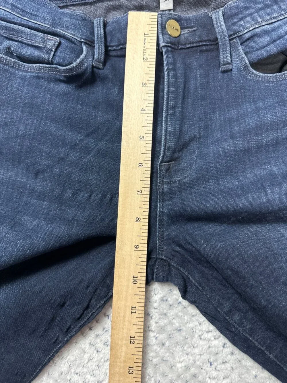 FRAME Le Skinny de Jeanne Jeans Womens 30 Dark Wash Distressed Raw Hem Skinny